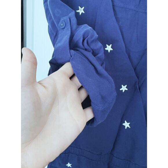 Anthropologie Cloth & Stone Wrap Romper XS Star Blue Boho Celestial Preppy Fall - Picture 5 of 7